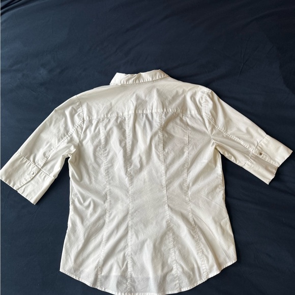 Classic Cream Button Down Shirt for Women - Picture 3 of 8